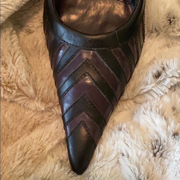 Sexy purple leather pointy stilettos vintage new - Picture 2 of 6